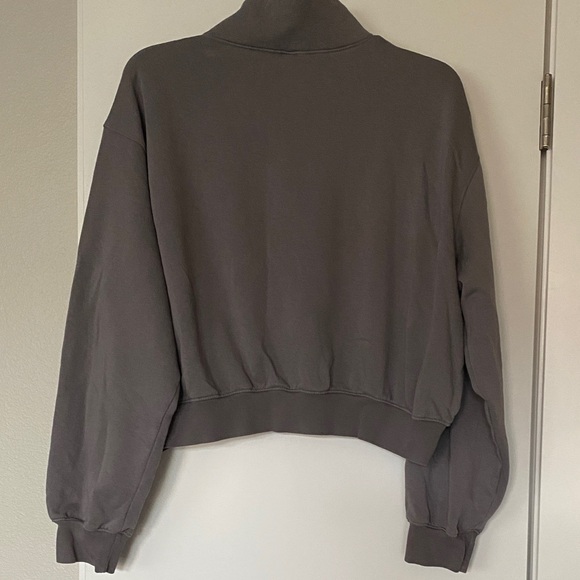 H&M Washed Grey Half-Zip Sweater Crop Sweatshirt XL - Picture 7 of 10